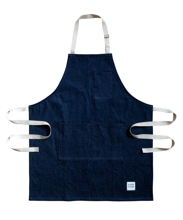 A handcrafted denim apron made in britan