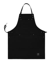 Handcrafted, black canvas apron; made in Britain with removable straps.
