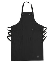 Handcrafted, black canvas apron; made in Britain.