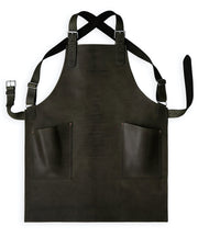 Handcrafted, slate leather apron; made in Britain with matching pockets and straps.