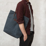 risdon and risdon waxed canvas and leather tote bag made in england horween leather british canvas